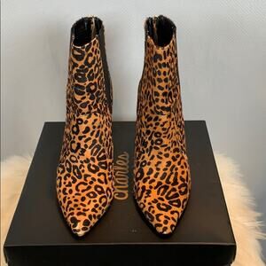 Neiman Marcus Leopard Fur Ankle Booties